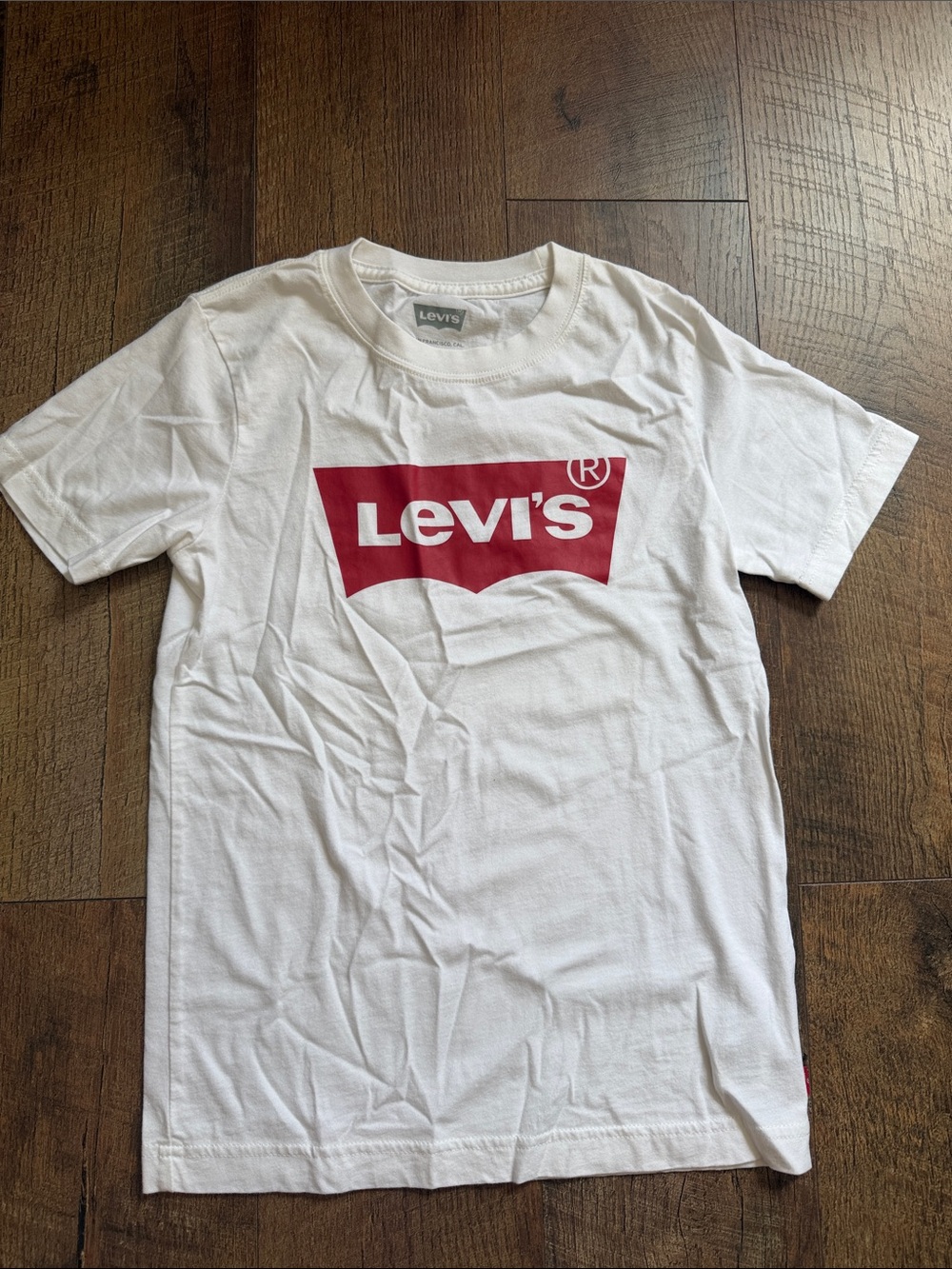 Levi's White Short Sleeve Tee with Red Logo